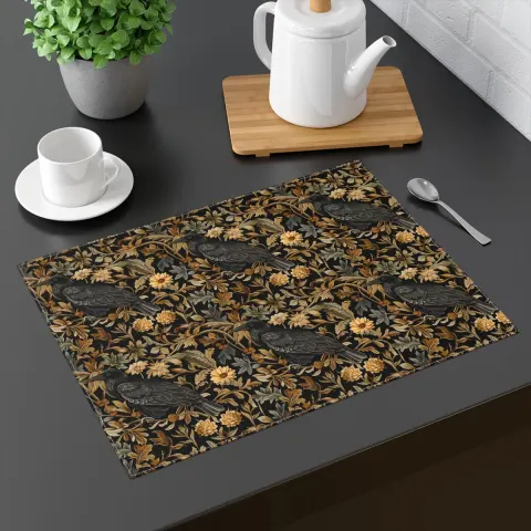 Medieval Floral Crow Dining Table Placemat, view 3