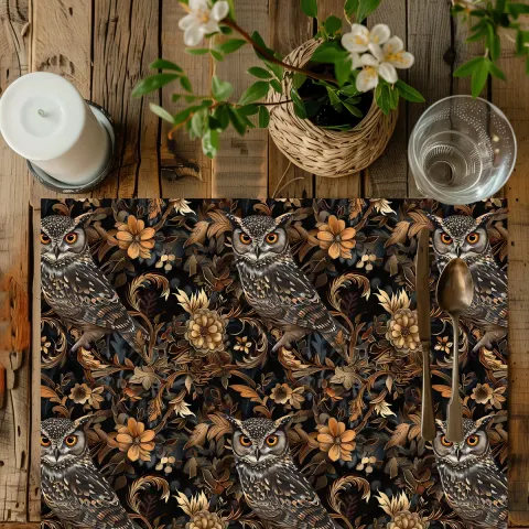 Medieval Floral Owl Dinner Placemat