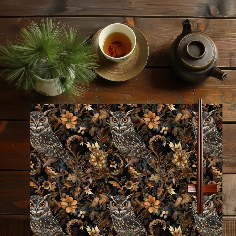 Medieval Floral Owl Dinner Placemat, view 2