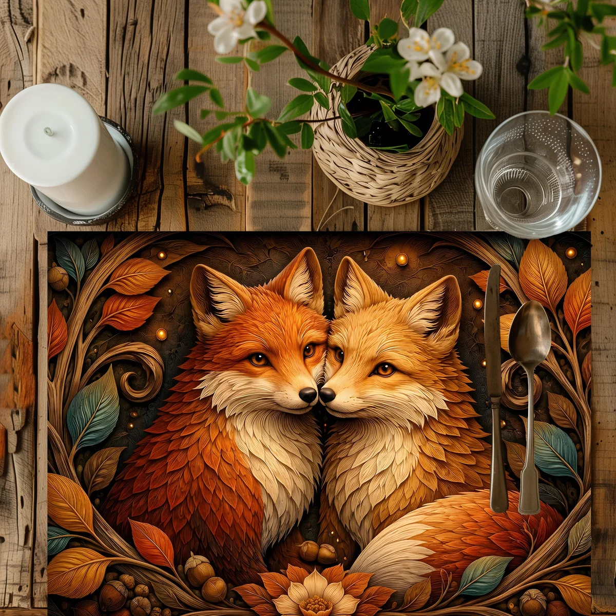 Medieval Fox Pair Dining Placemat