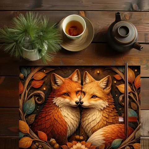 Medieval Fox Pair Dining Placemat, view 3