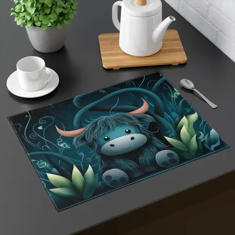 Mystic Highland Cow Dining Placemat, view 2