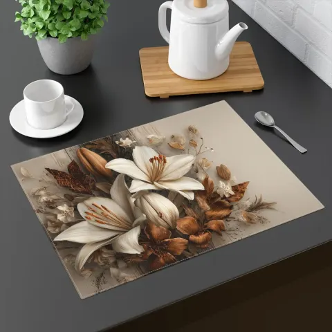 Neutral Lily Placemats: Japandi Boho Table Decor