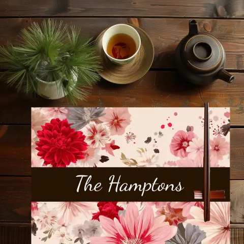 Personalized Japanese Floral Placemat: Custom Family Dining Table Decor