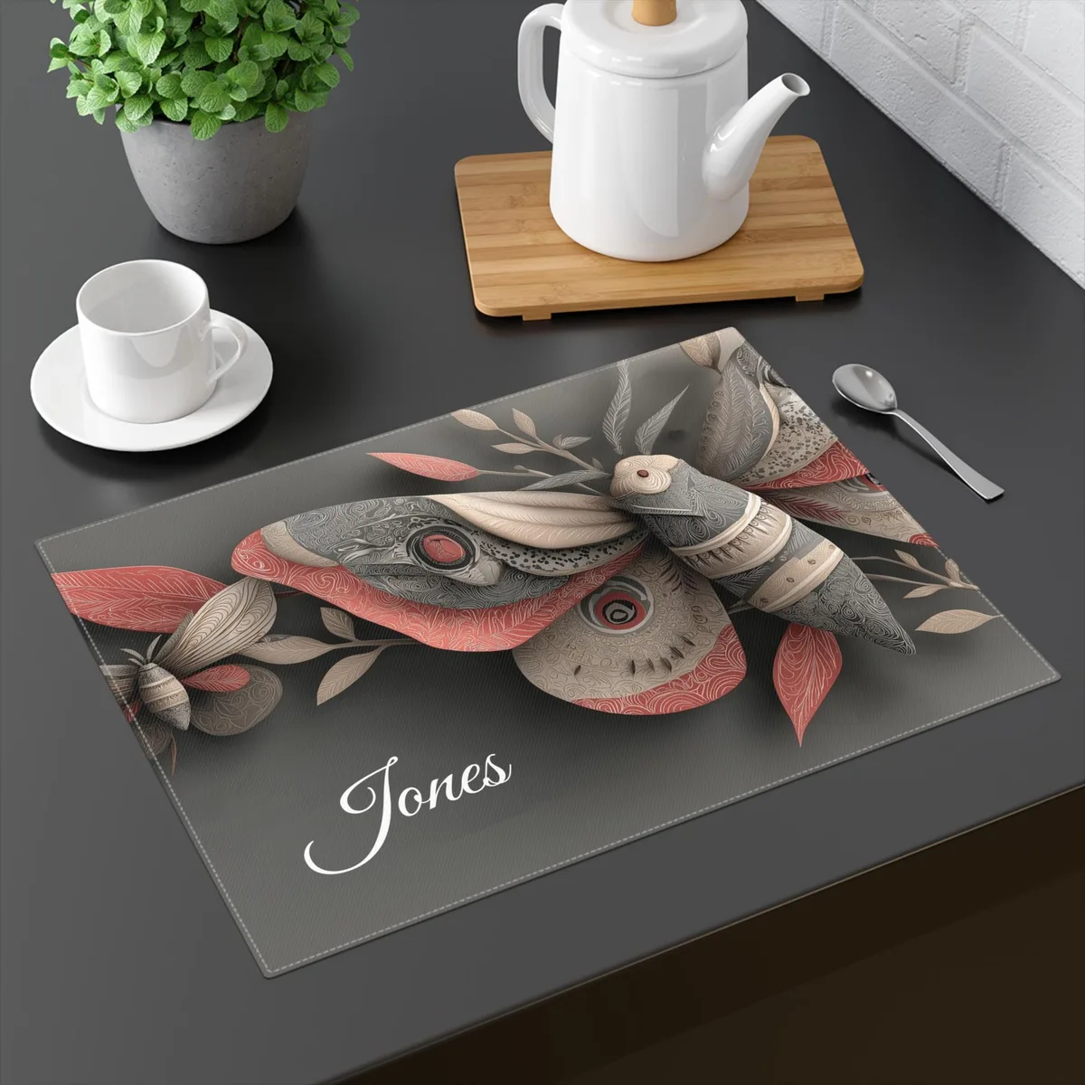 Personalized Placemat: Artisan Moth Design