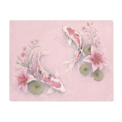 Pink Koi Fish Floral Placemat, view 2