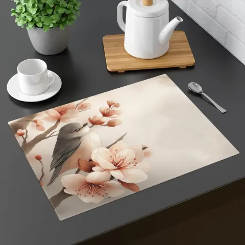 Sakura Songbird Placemat: Japanese Floral Table Decor, view 2