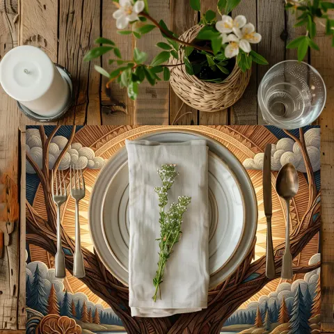 Squirrel Nest Forest Art Dining Table Placemat, view 2