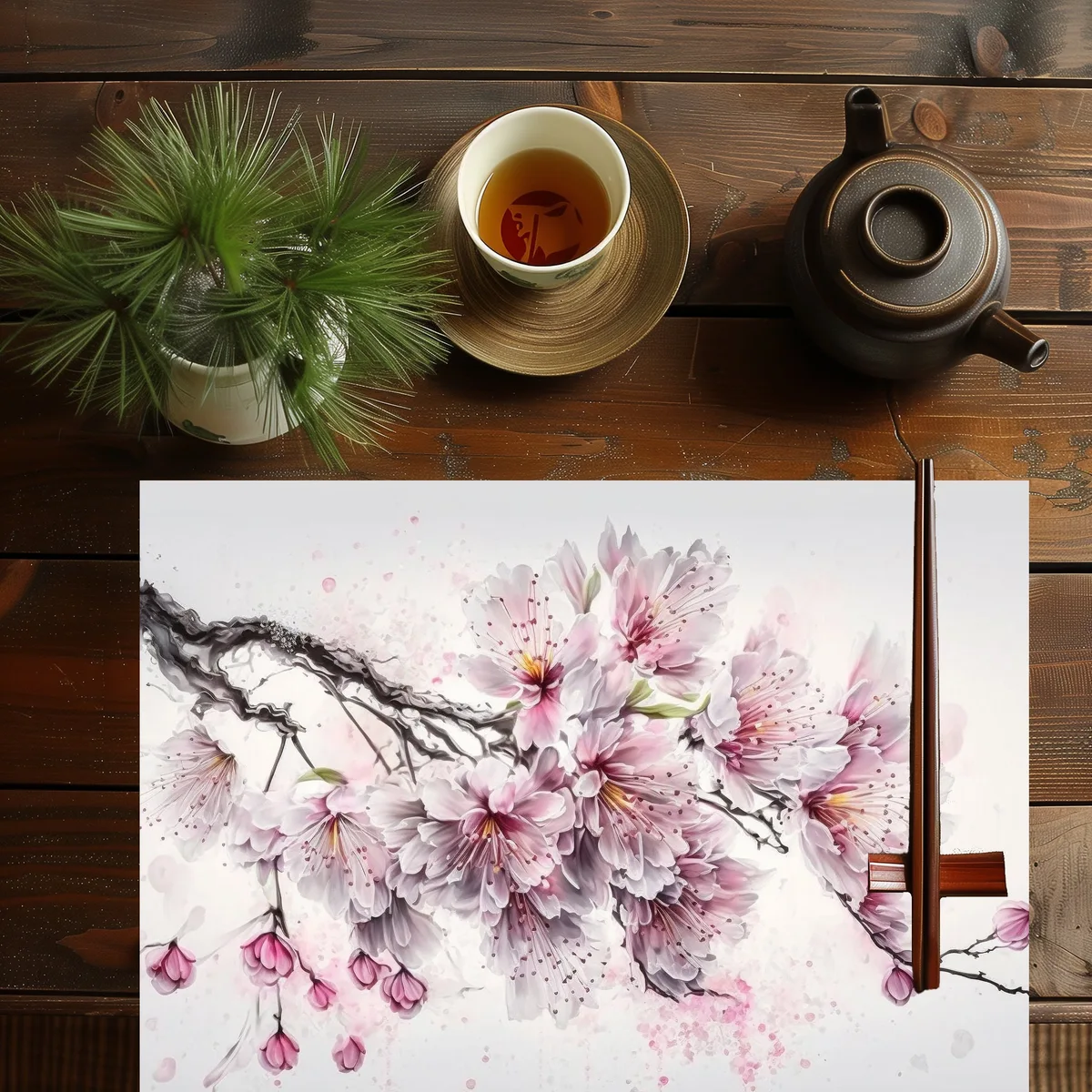 Blossom & Pond collection: Blooming Japanese Cherry Blossom Placemats