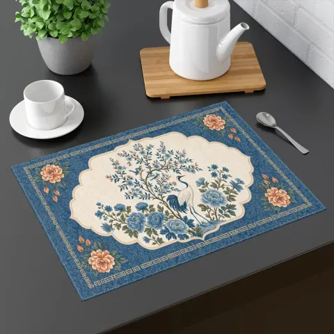 Vintage Crane Floral Placemat