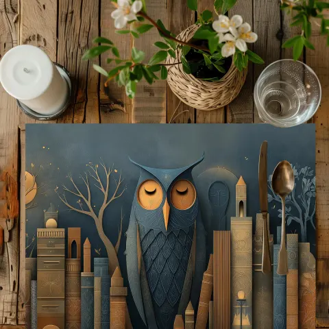 Whimsical Owl and Books Dining Placemat