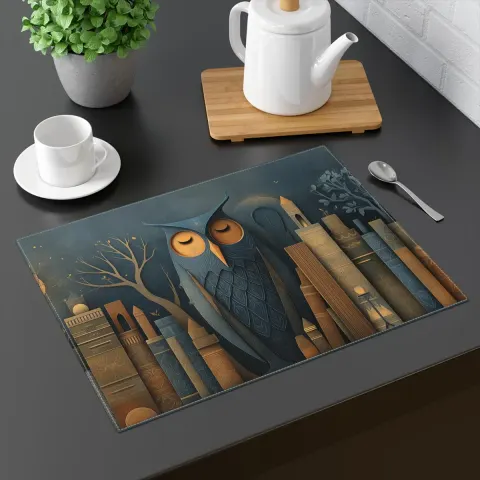 Whimsical Owl and Books Dining Placemat, view 3