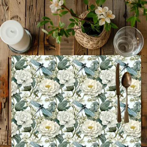 William Morris Inspired Floral Dragonfly Dining Table Placemat