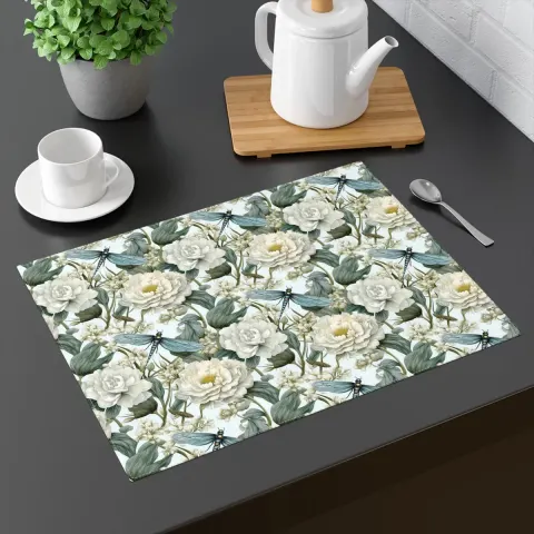 William Morris Inspired Floral Dragonfly Dining Table Placemat, view 2