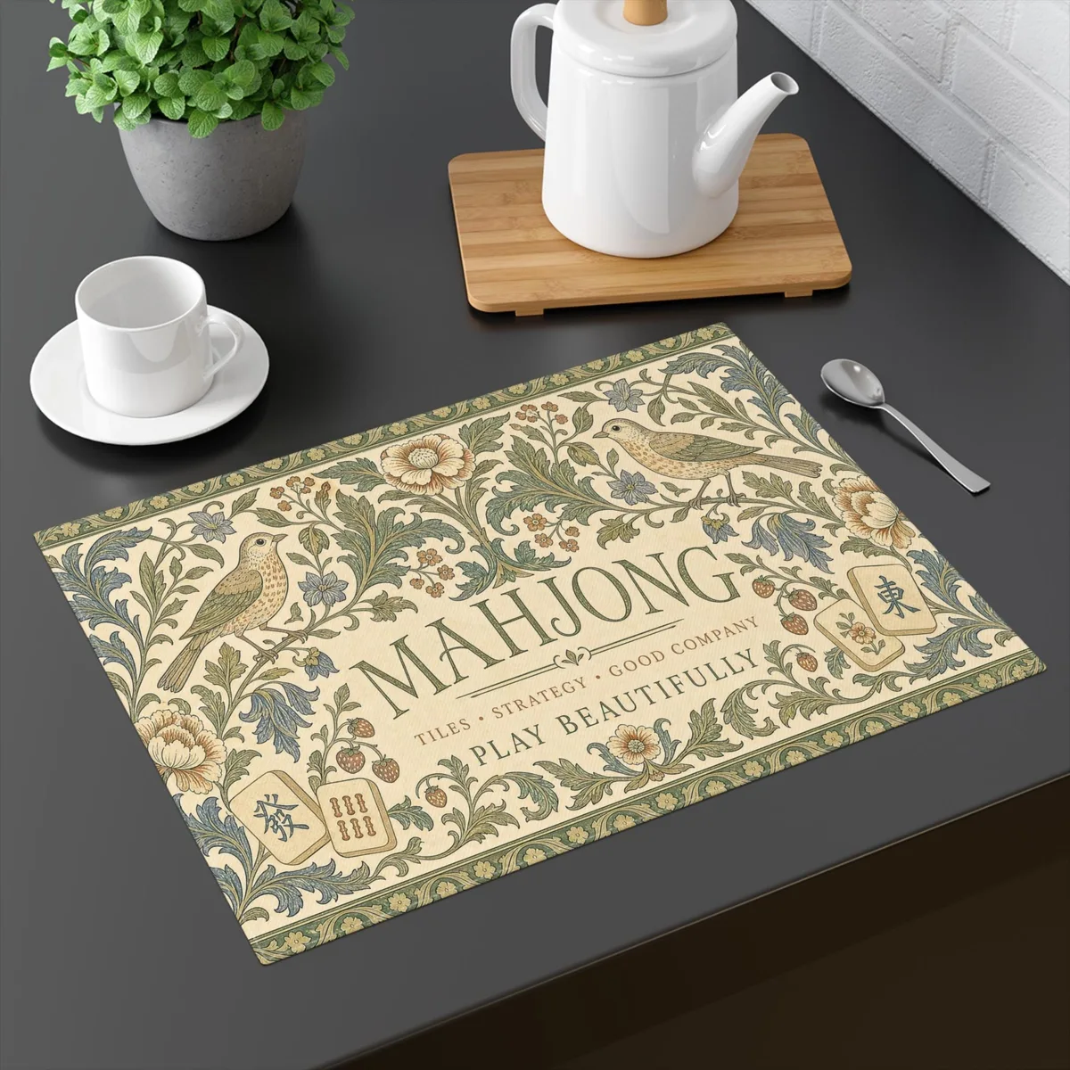 William Morris Inspired Mahjong Floral Mahjong Placemat