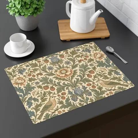 William Morris-inspired Strawberry Thief floral placemat