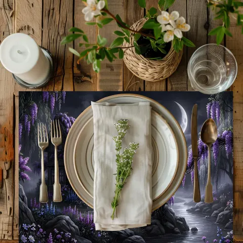 Wisteria Midnight Cottage Dining Placemat, view 2