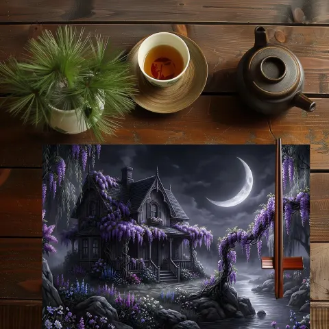 Wisteria Midnight Cottage Dining Placemat, view 3