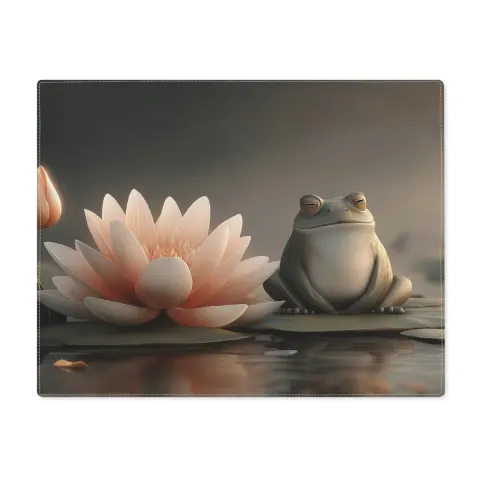 Zen Frog Pond Placemat: Japanese Lotus Design, view 3