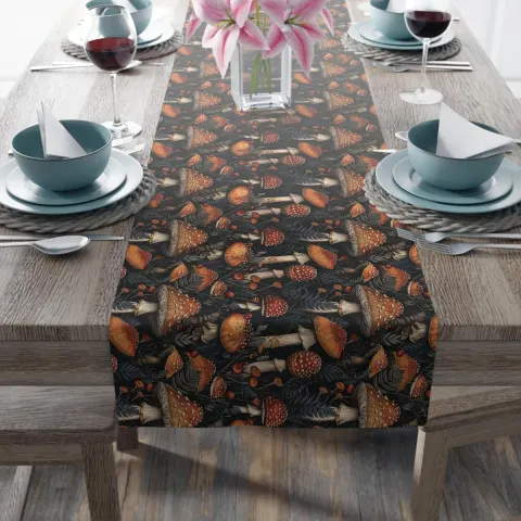 Dark Cottagecore Mushroom Table Runner