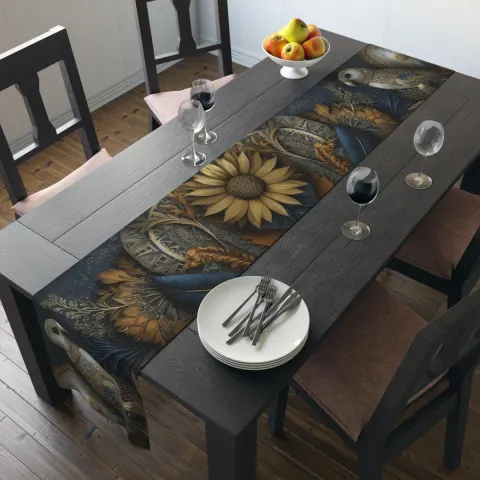 Sunflower Art Polyester Table Runner, view 2