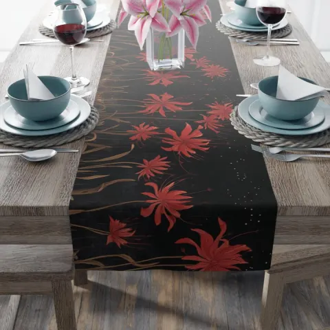 Gothic Red Spider Lilies Table Runner