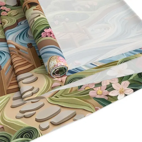 Japanese Cherry Blossom Kawaii Style Polyester Table Runner, view 3