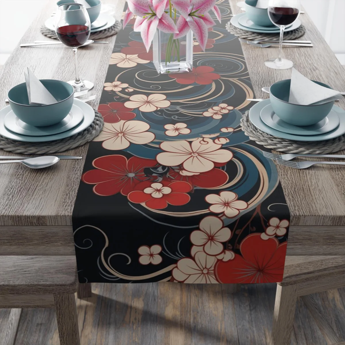 Japanese Floral Table Runner