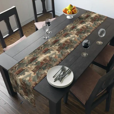 Japanese Temple Art Polyester Table Runner, view 2