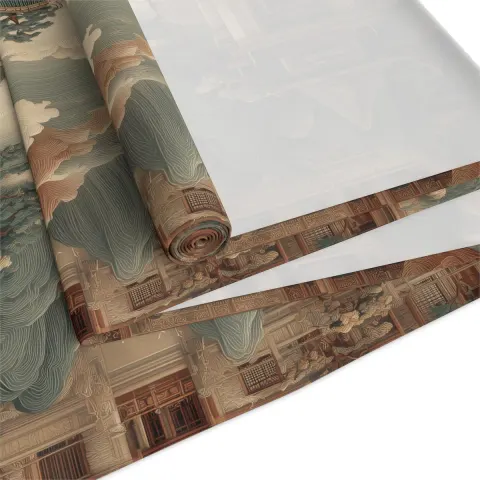 Japanese Temple Art Polyester Table Runner, view 3