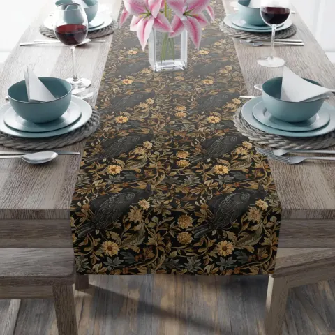 Medieval Floral Crow Table Runner