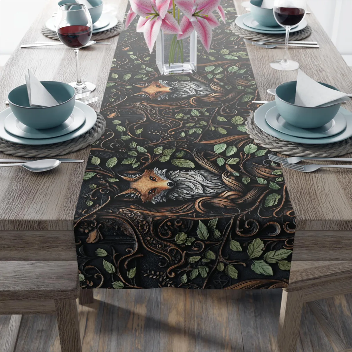 Medieval Forest Fox Table Runner