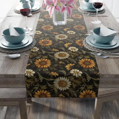 Medieval Old World Sunflowers Table Runner
