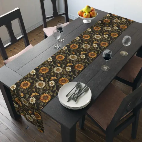 Medieval Old World Sunflowers Table Runner, view 2