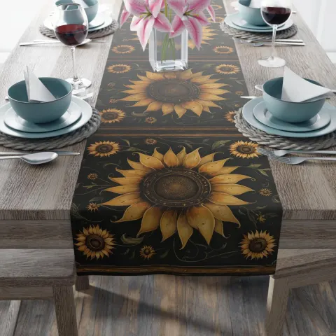 Old World Style Sunflower Art Table Runner