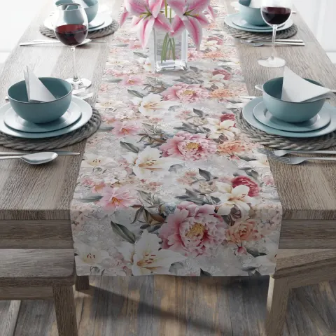 Peonies and Lilies and Elegant Table Runner
