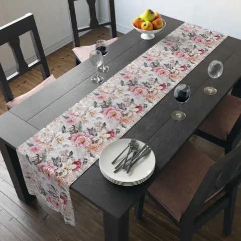 Peonies and Lilies and Elegant Table Runner, view 2