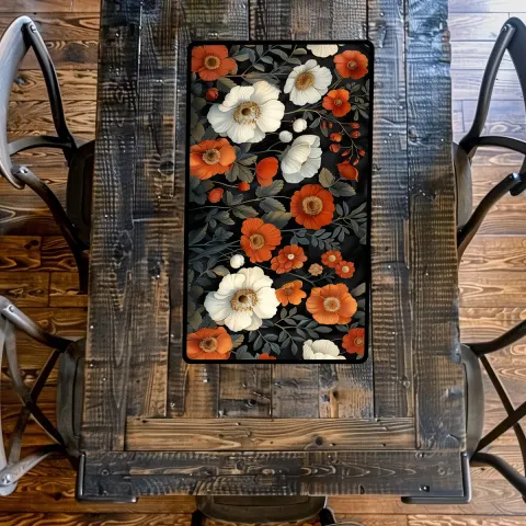 Short Table Runner Featuring Art Nouveau Inspired Floral Display, view 2