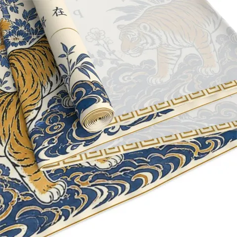 Tigers & Peonies Mahjong Table Runner, view 3
