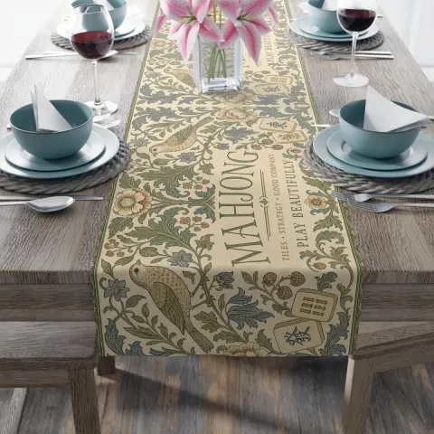 Vintage Botanical Floral Table Runner