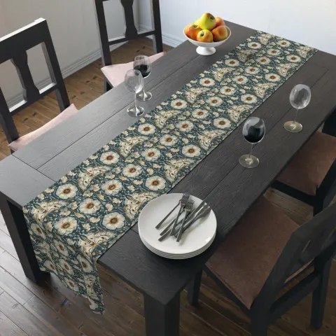 William Morris Inspired Floral Moth Table Runner, view 2