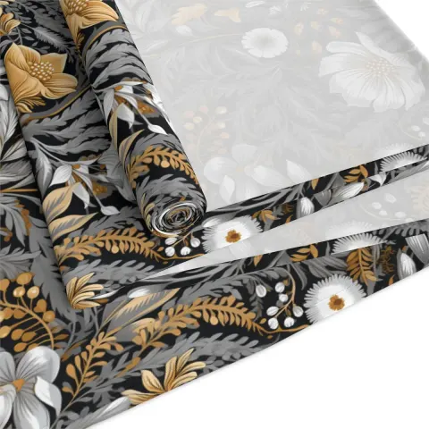 William Morris Inspired Floral Table Runner in Gray/Silver, view 3