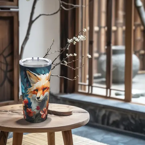 Japanese Red Fox Tumbler Travel Mug