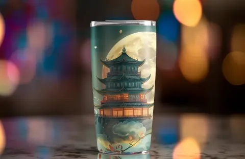 Stainless Steel Japanese Travel Tumbler Featuring Traditional Japanese Art Travel Mug, view 2